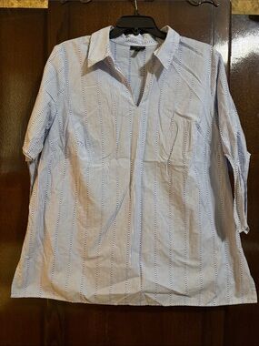 Talbots Blue and White Striped Popover Shirt